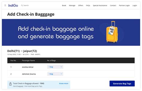 check in baggage indigo.